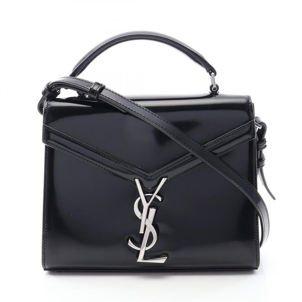 Saint Laurent Paris Cassandra Handbag Patent Vernis Leather Black